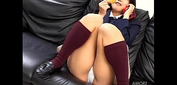  Rin doll in school uniform sucks phallus